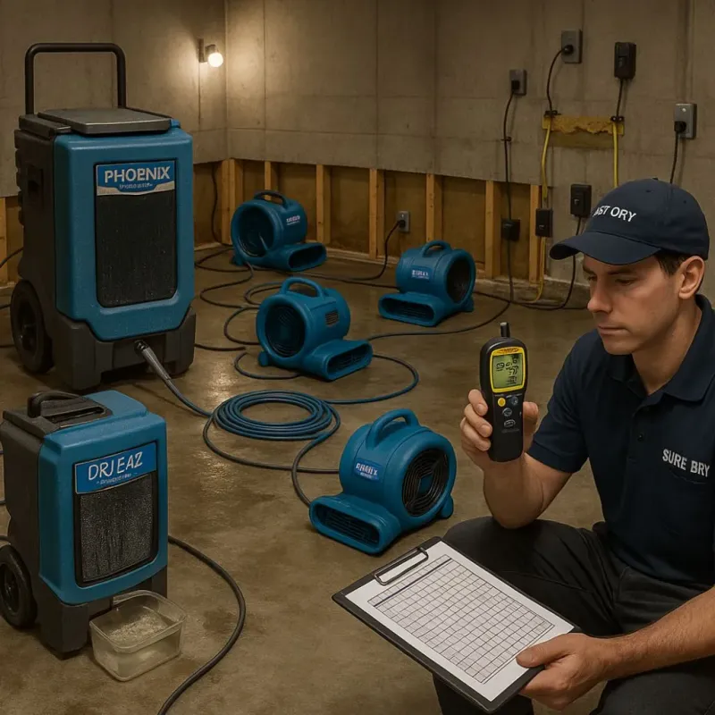 Structural Drying and Dehumidification process in West Grove, PA